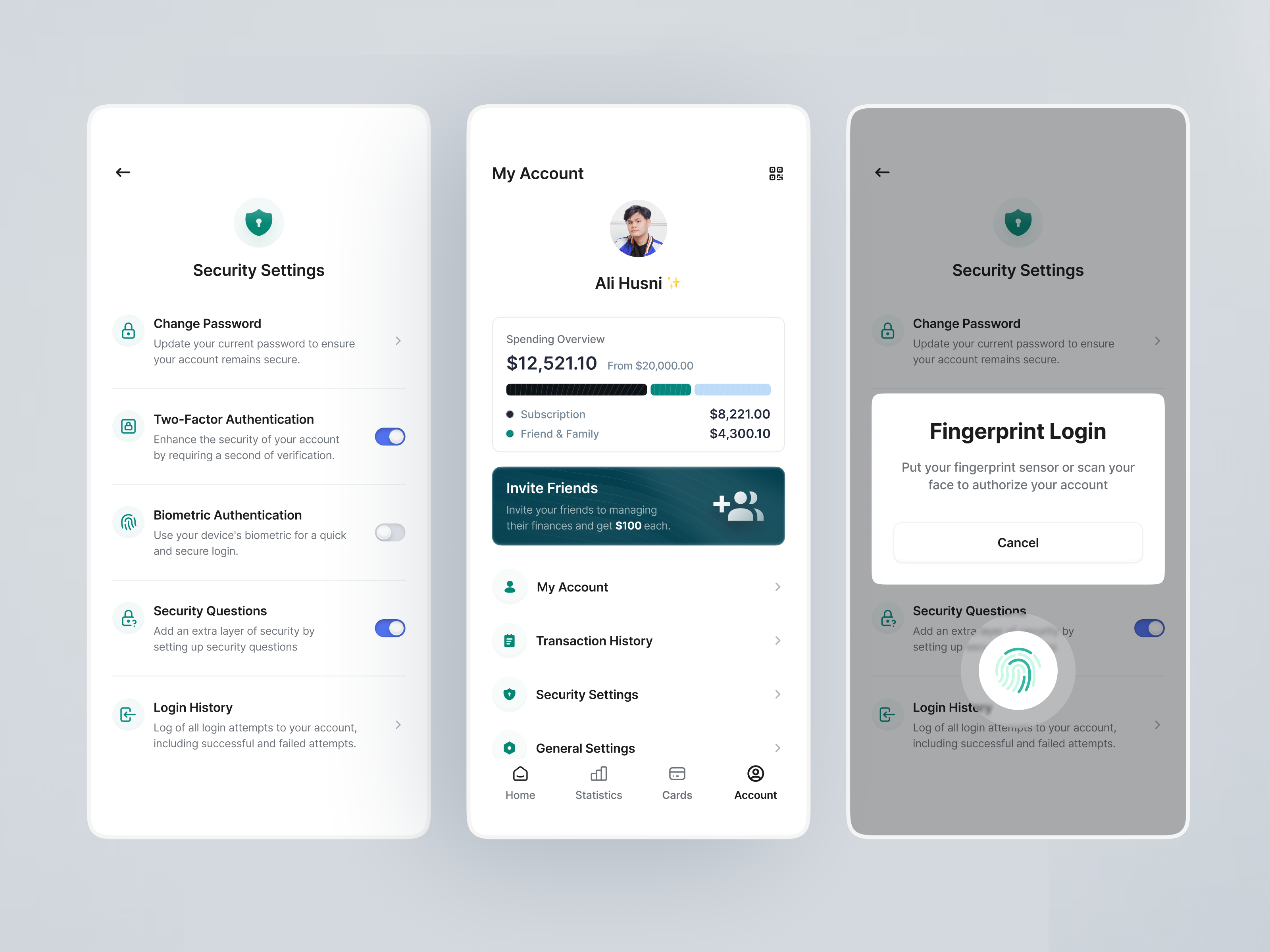 Profile Page - Finance Mobile App by Ali Husni for Enver Studio on Dribbble