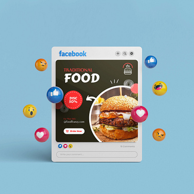 Fast Food Social Media Post Design burger post creative post food post post design social media post