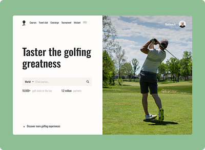 GolfHub Website Design gaming golf golf app golf club golf game golf hub golf play golf ui golf ux golf web golf webdesign golf website