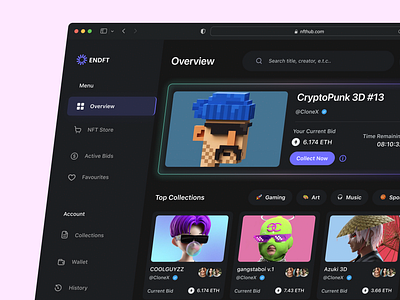 NFT Marketplace overview app crypto defi design illustration motion graphics ui ux web web3