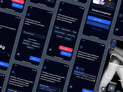 asklepios: AI Healthcare & Wellness App | AI Symptom Checker UI ai health companion ai symptom checker ai symptom checker app blue clean dark mode dark ui figma ui kit healthcare medical app minimal modern soft symptom app symptom checker symptom checker app symptom checker ui symptom ui ui kit virtual care