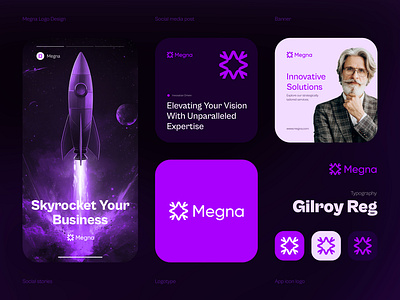 Megna website logo & App logo design app app icon logo app logo brand brand identity branding community logo company logo logo m logo marketing logo minimal modern logo purple logo symbol ui ux website logo
