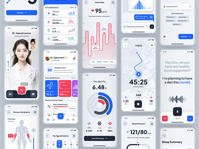 asklepios: AI Healthcare & Wellness App | AI Health Companion UI ai health chatbot app ai health companion app ai healthcare app clean fitness app health chatbot app health data health monitoring app health tracker app healthcare healthcare app medical app minimal modern smart healthcare app soft ui ui kit virtual care wellness app