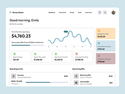 Finance Web App Dashboard app design dashboard dashboard design design mobile app design ui user experience user interface design web app website design