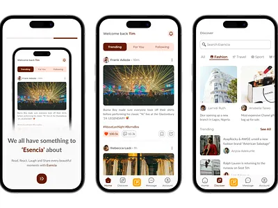 Esencia (Gist in Spanish) app design social media ui ux