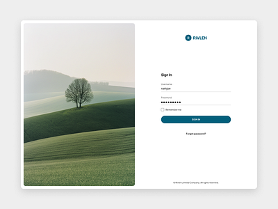 Rivlen - Experience Sign In Screen barkahlabs breeze clean company crucial forgot password limited login marketing modern onboarding pain point password section sign in sleek target ui username ux