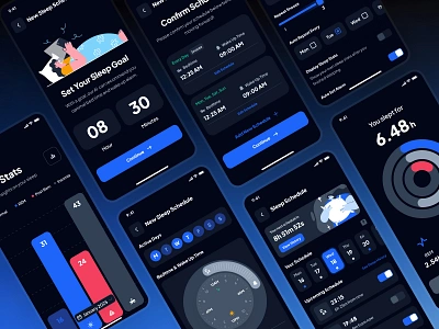 asklepios: AI Healthcare & Wellness App | Sleep Tracker UI Dark ai healthcare app clean dark mode dark ui figma ui kit healthcare minimal modern sleep app sleep calendar sleep chart sleep data sleep interface sleep monitoring app sleep schedule app sleep tracker app sleep ui soft ui kit virtual care