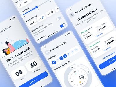 asklepios: AI Healthcare & Wellness App | Sleep Tracker App UI ai health companion blue clean figma ui kit gradient healthcare healthcare ui kit minimal sleep sleep app sleep calendar sleep monitoring app sleep schedule sleep timer sleep tracker app sleep ui soft ui ui kit virtual care