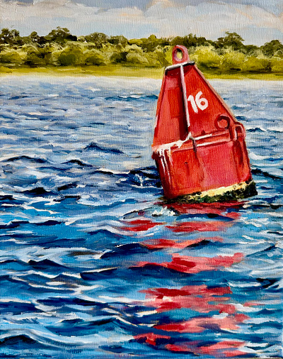 Can #16 boating can oil painting sescape