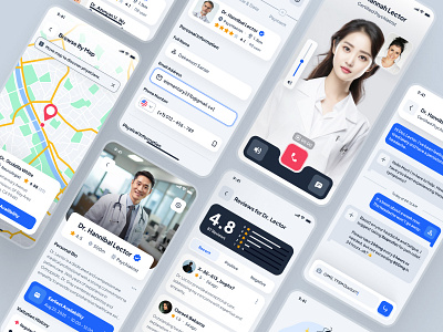 asklepios: AI Healthcare & Wellness App | Telehealth Doctor UIUX ai healthcompanion blue clean doctor app doctor booking app doctor consultation app doctor consultation ui doctor ui healthcare healthcare ui kit map ui minimal modern patient app soft telehealth app telehealth ui telemedicine app ui kit virtual care