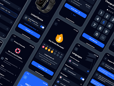 asklepios: AI Healthcare & Wellness App | Account Settings UIUX account setting blue clean dark mode figma ui kit healthcare healthcare ui kit help setting language setting minimal passcode ui profile setting security setting setting setting ui settings settings ui streak ui ui ui kit