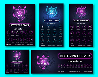 vpn server flyer poster template ,facebook cover,ads,instagram s syber