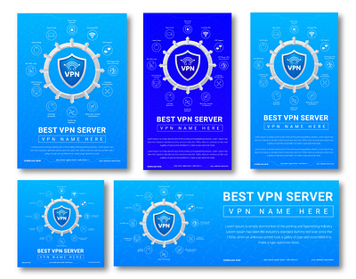 vpn server flyer poster template ,facebook cover,ads,instagram s brochure desig