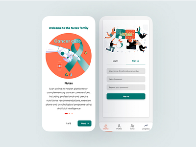 Nutex cancer care application application design graphic design ui ux