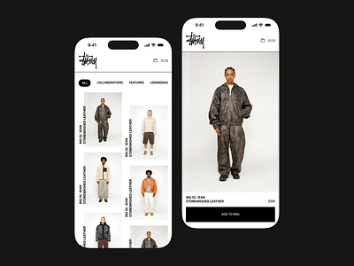 E-commerce animation mobile app | Stussy redesign after effects animation app animation application concept design fashion app figma ios app mobile animation motion graphics ui