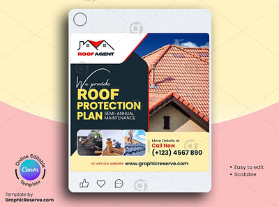 Roof Protection Social Media Banner Template Canva roof repair instagram story roof repair social media banner roofing digital marketing banner roofing instagram story design roofing social media post banner