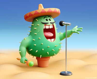 The singing cactus 3d 3d character modeler 3d modeler cactus cartoon character metin seven singer