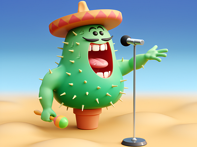 The singing cactus 3d 3d character modeler 3d modeler cactus cartoon character metin seven singer
