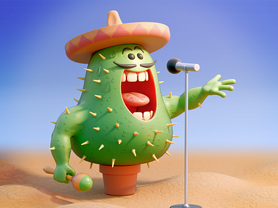 The singing cactus 3d 3d character modeler 3d modeler b3d blender blender 3d cactus cartoon character metin seven singer