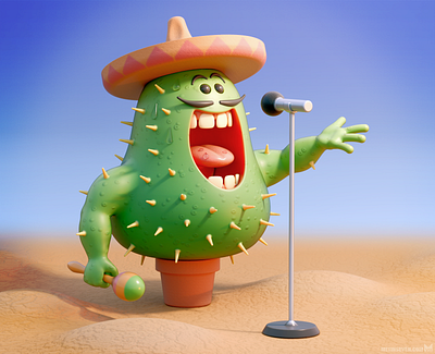 The singing cactus 3d 3d character modeler 3d modeler b3d blender blender 3d cactus cartoon character metin seven singer