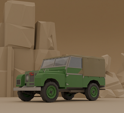 Simple poly land rover series 1 1948 3d 4x4 asset car cars game land rover low poly lowpoly off road rock rugged series 1 simple poly stone