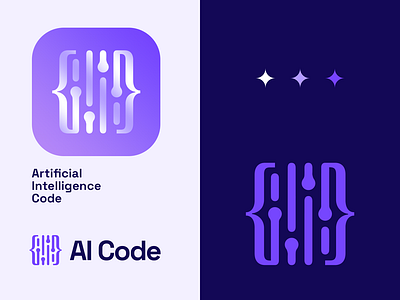 AI Code ai app logo artificial artificial intelligence branding business clean code coding corporate design digital illustration intelligence logo modern logo tech logo ui virtual