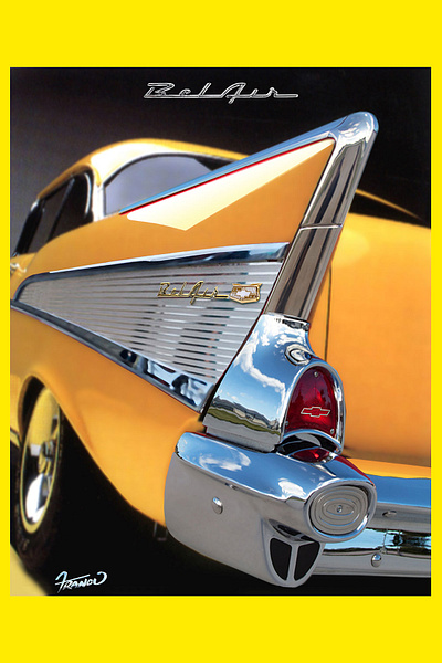 Chevrolet Bel Air - 1957 car illustration chevrolet bel air 1957 classic american cars classic car design moreno franco art