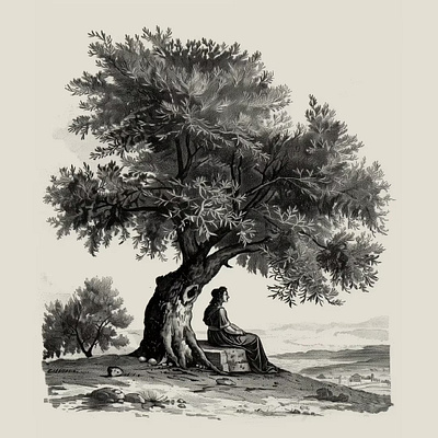 Fortuna Olive Oil Tree Illustration branding engraving etching illustration olive oil tree vintage illustration