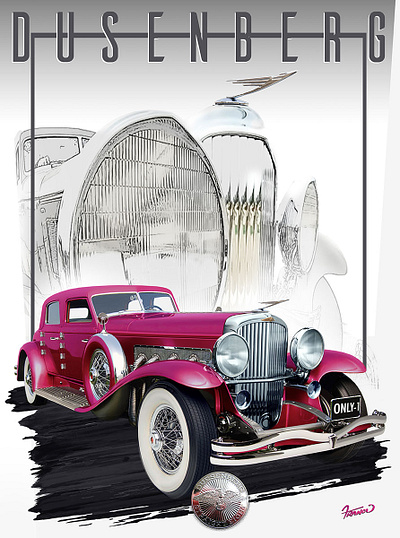 Dusenberg 1933 SJ car illustration classic american cars classic car design dusenberg 1933 sj illustration moreno franco art