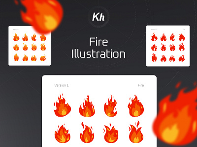 Khreatif - Fire Illustration Asset 🔥 agency animation asset brand bundle design fire firedesign fireillustration graphic design illustration ilustrasi kh kit menyala studio ui vector