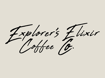 Explorer's Elixir Coffee Co. Submark hand written handlettering historical word logo wordmark