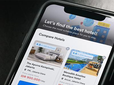 Simplifying Hotel Comparison app b2c design illustration tiket.com ui ux
