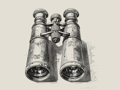 Explorer's Elixir Coffee Co. Binoculars Illustration binoculars engraving etching historical historical illustration illustration