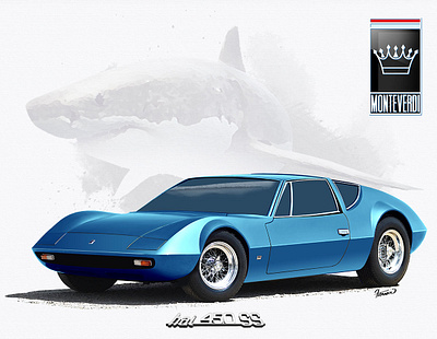 Monteverdi Hai - 450 SS - 1970 ca car illustration classic car design illustration italian car design monteverdi hai 450 ss 1970 moreno franco art