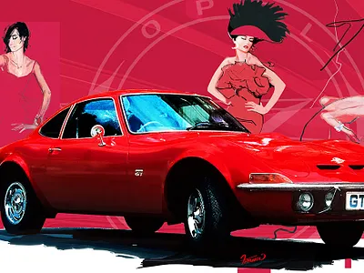 Opel GT- 371 - Car as Fashion branding car car illustration classic car design german car design graphic design moreno franco art opel gt 371