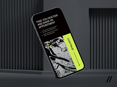 Health Service Mobile IOS App Design Concept health modern neon product design service yellow