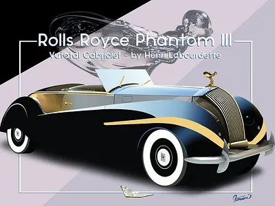 Rolls Royce Phantom III - 1939 - Labourdette Vutotal Cabriolet car car illustration classic car design henri labourdette illustration moreno franco art rolls royce phantom iii 1939 vutotal cabriolet