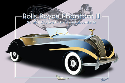 Rolls Royce Phantom III - 1939 - Labourdette Vutotal Cabriolet car car illustration classic car design henri labourdette illustration moreno franco art rolls royce phantom iii 1939 vutotal cabriolet