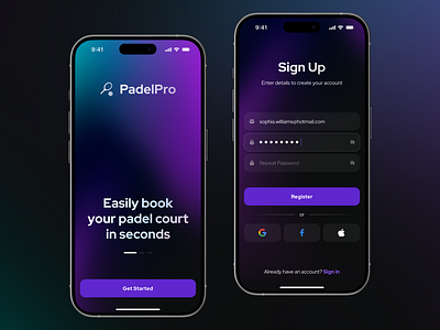 DailyUI Challenge #001: Vibrant Padel Tennis Sign Up Page 001 app dailyui design mobile mobile app sign up ui visual design