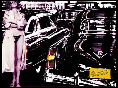 Black Cars Look Better in the Rain, Lydia black chevrolet car car illustration classic car design illustration moreno franco art