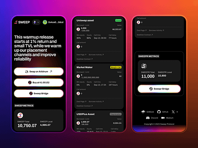 Sweep Dashboard Mobile blockchain crypto defi mobile product ui ux web design web3