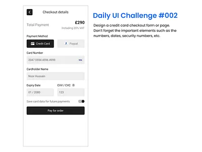 Daily UI Challenge #002 - Credit Card Checkout card information credit card form daily ui 2 daily ui challenge figma mockup payment form