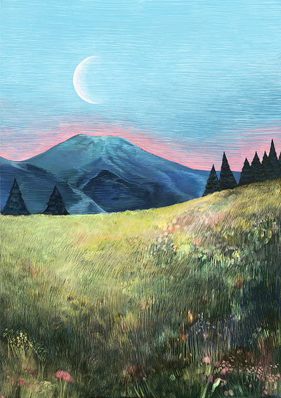 Mountain Landscape greenery landscape moon mountain