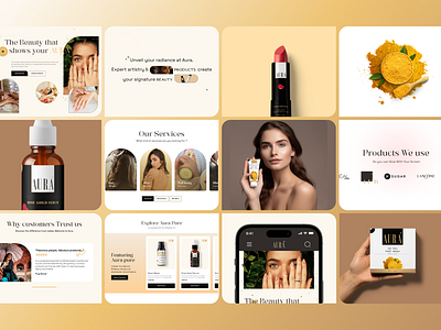 Aura Salon Service & Branding beautycare beautyessentials beautygoals beautyinfluencer beautyroutine branding glam logo luxurysalon makeup salon salonexperience salonservices skincare ui