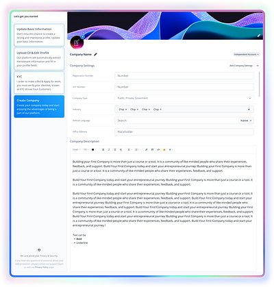 Client Onboarding Company/Organization Dashboard SaaS clean client company complex dashboard freelancer organization product saas simple ui user ux web application webapp