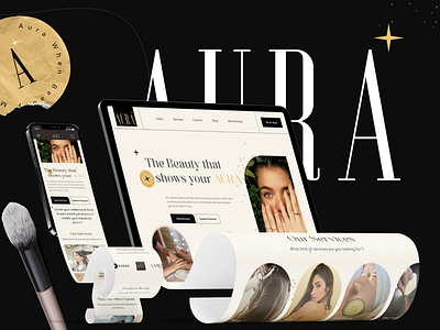 Aura Salon Service & Branding beauty beautywebsite branding flawlessskin hairgoals logo luxurysalon makeupgoals makeupmagic responsivedesign salonexperience skincareroutine userexperience webdesign