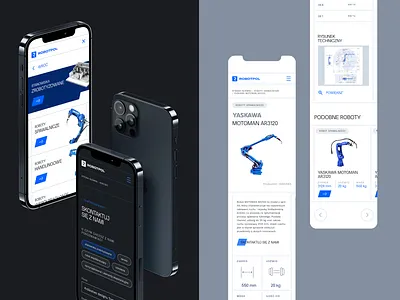 ROBOTPOL mobile blue branding industrial industry mobile robot technology ui ux web website