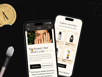 Aura Salon Service & Branding beauty beautyessentials beautyproducts bookservices designinspiration haircare luxury makeup mobiledesign productdesign responsiveweb salon shoponline userexperience