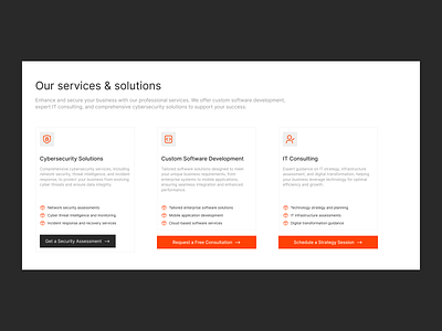Services section benefits button cta cyber design exploration digital design features figma icons light mode offerings product design security service page services section solutions ui ux web web design