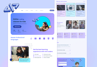 Online coding courses for kids homepage homepage ui web design